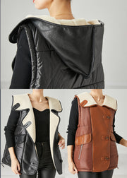 Beautiful Black Oversized Patchwork Faux Leather Fine Cotton Filled Vests Spring