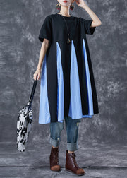 Beautiful Black Patchwork Exra Large Hem Cotton Maxi Dresses Summer