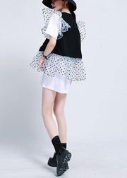 Beautiful Black Patchwork dress Two Piece Suit Set Summer - SooLinen