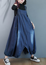 Beautiful Blue Oversized Pockets Denim Overalls Jumpsuit Summer