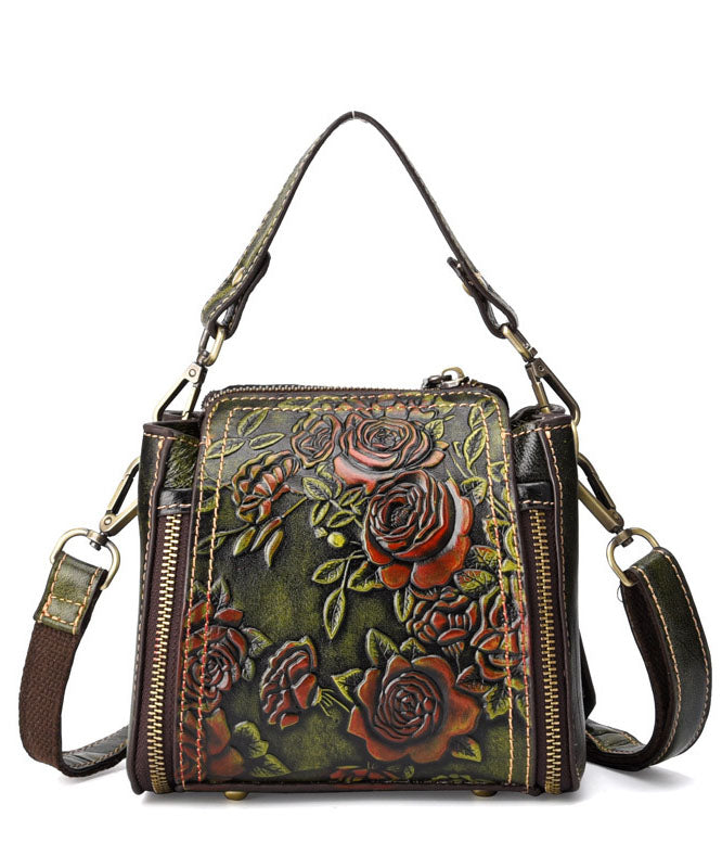 Beautiful Brown Flower Jacquard Calf Leather Tote Handbag