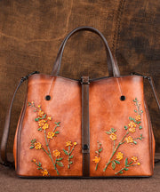 Schöne braune Jacquard-Kalbsleder-Taschenhandtasche für Frauen