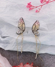 Beautiful Butterfly Wings Tassel Zircon Drop Earrings