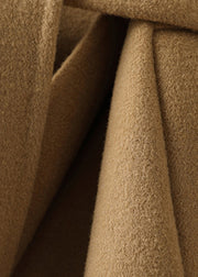 Beautiful Camel Square Collar Tie Waist Woolen Long Coats Fall