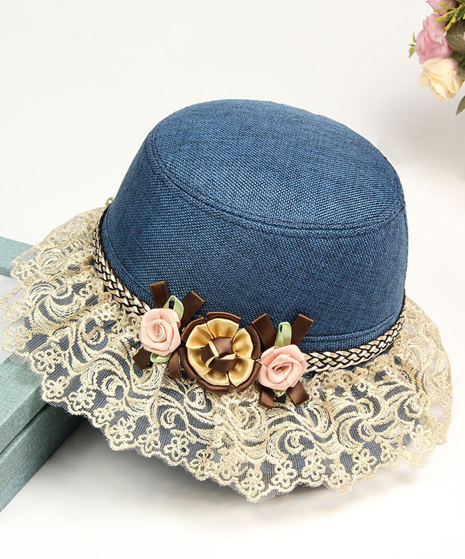 Beautiful Champagne Floral Lace Patchwork Linen Bucket Hat