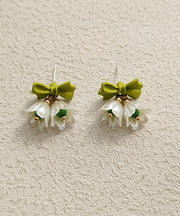 Beautiful Colorblock Alloy Resin Bow Floral Stud Earrings