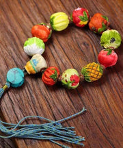 Beautiful Colorblock Hand Knitting Fruit And Vegetable Tassel Bracelet