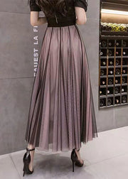 Beautiful Colorblock Wrinkled High Waist Tulle Skirts Summer