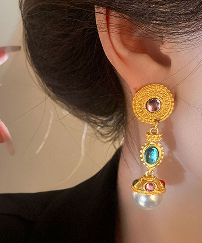 Beautiful Copper Resin Pearl Drop Earrings