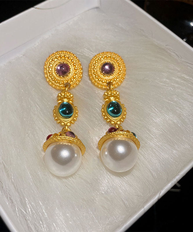 Beautiful Copper Resin Pearl Drop Earrings