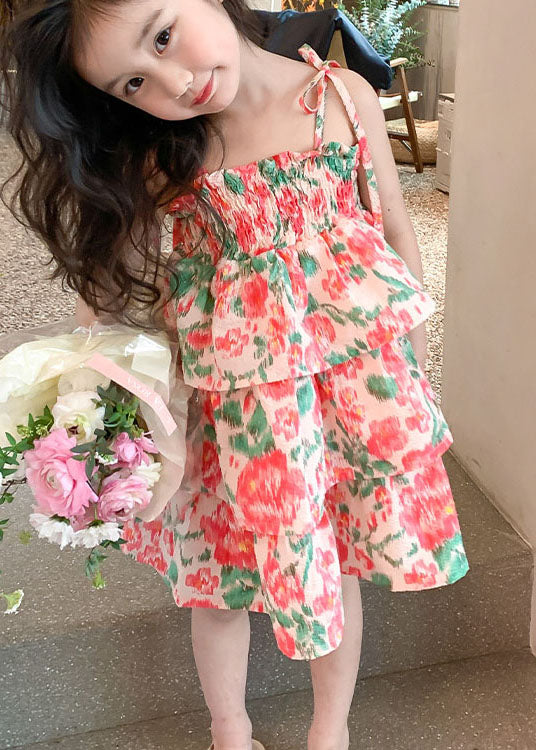 Beautiful Floral Patchwork Cotton Baby Girls Beach Vacation Dresses Sleeveless