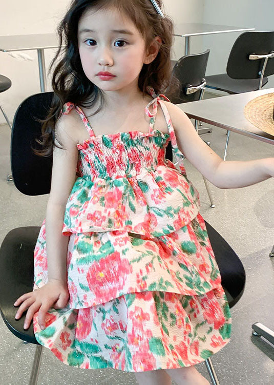 Beautiful Floral Patchwork Cotton Baby Girls Beach Vacation Dresses Sleeveless