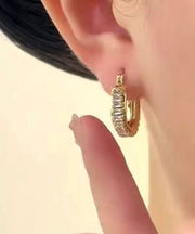 Beautiful Gold Copper Alloy Zircon Pearl Drop Earrings