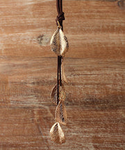 Beautiful Gold Leaf Long Pendant Necklace