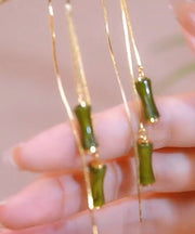 Beautiful Gold Silver Overgild Bamboo Tassel Drop Earrings