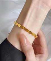 Beautiful Gold Stainless Steel Love Square Snake Bone Chain Bracelet