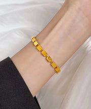 Beautiful Gold Stainless Steel Love Square Snake Bone Chain Bracelet