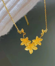Beautiful Gold Stainless Steel Overgild Floral Princess Necklace