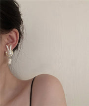Beautiful Gold Sterling Silver Alloy Pearl Rabbit Drop Earrings