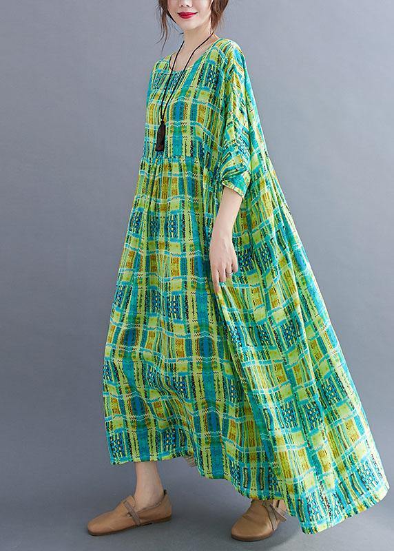 Beautiful Green O-Neck Half Sleeve Summer Holiday Dress - SooLinen