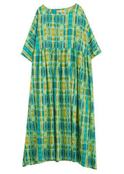 Beautiful Green O-Neck Half Sleeve Summer Holiday Dress - SooLinen