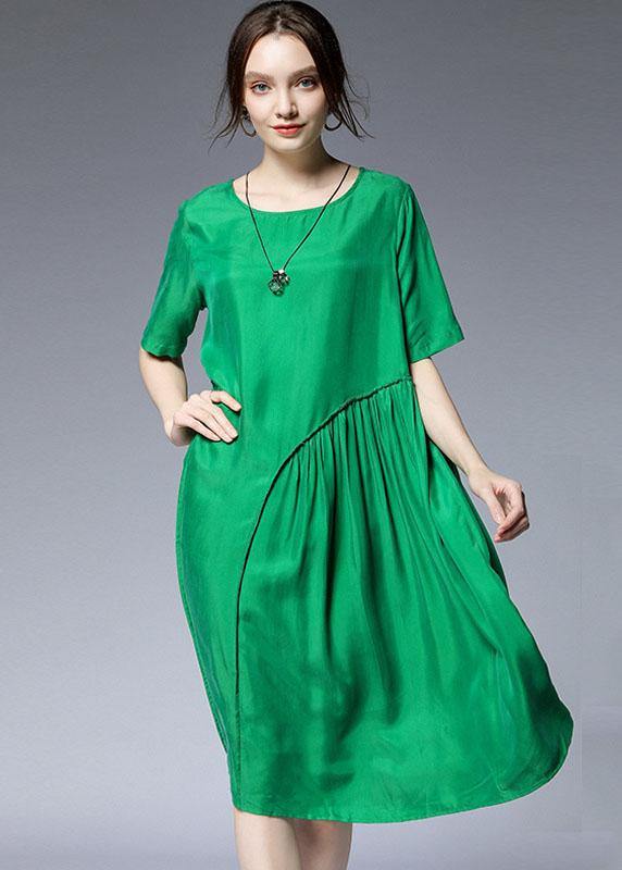 Beautiful Green O-Neck Wrinkled Summer Loose Two Pieces Set Short Sleeve - SooLinen