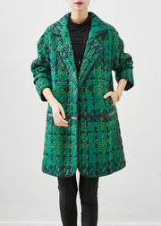 Beautiful Green Oversized Patchwork Cotton Coat Outwear Fall