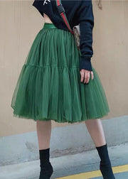Beautiful Green high Cute waist Tulle Skirts Spring