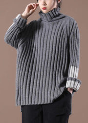 Beautiful Grey Turtleneck Side open Fall Cozy Sweater - SooLinen