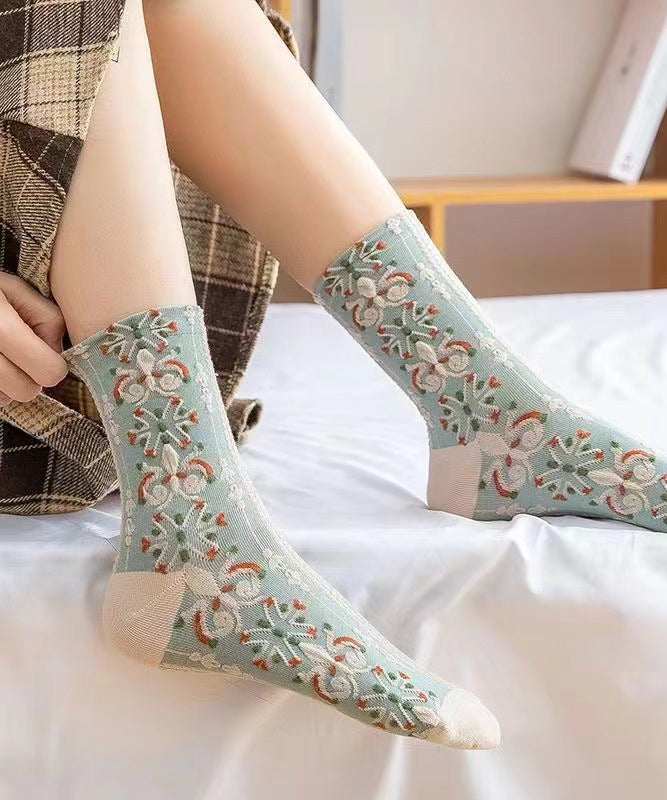 Beautiful Jacquard Comfortable Cotton Mid Calf Socks