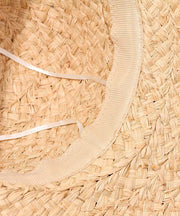 Beautiful Khaki Bow UPF 50+ Straw Woven Floppy Sun Hat