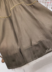 Beautiful Khaki Elastic Waist Patchwork Tulle Skirts Spring
