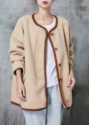 Beautiful Khaki Oversized Warm Faux Fur Teddy Jackets Winter