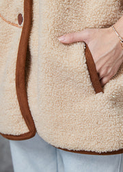 Beautiful Khaki Oversized Warm Faux Fur Teddy Jackets Winter
