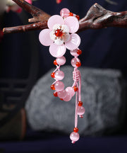 Beautiful Light Pink Coloured Glaze Shell Flower Cat's Eye Garnet Charm Bracelet