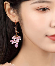 Beautiful Light Purple Copper Overgild Flower Drop Earrings