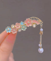 Beautiful Lute Alloy Floral Auspicious Clouds Pearl Tassel Hairpin