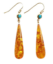 Beautiful Orange Amber Water Drop Drop Earrings
