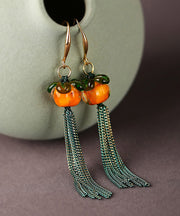 Beautiful Orange Copper Overgild Coloured Glaze Tassel Drop Earrings