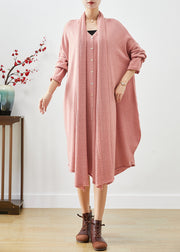 Beautiful Pink Oversized Complimentary Scarf Knit Dress Batwing Sleeve