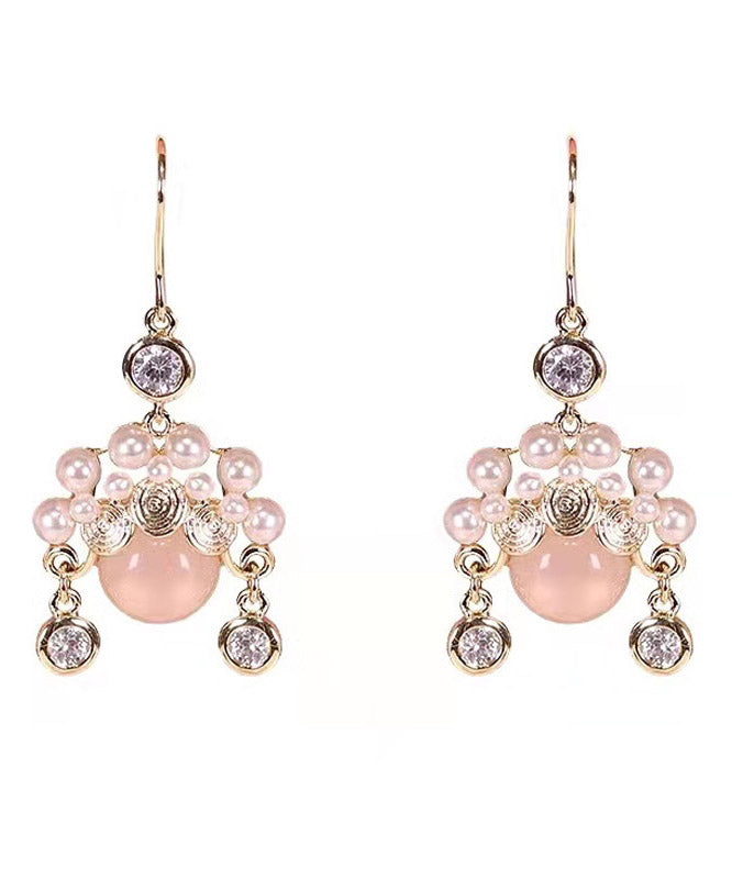 Beautiful Pink Pearl Opal Drop Earrings