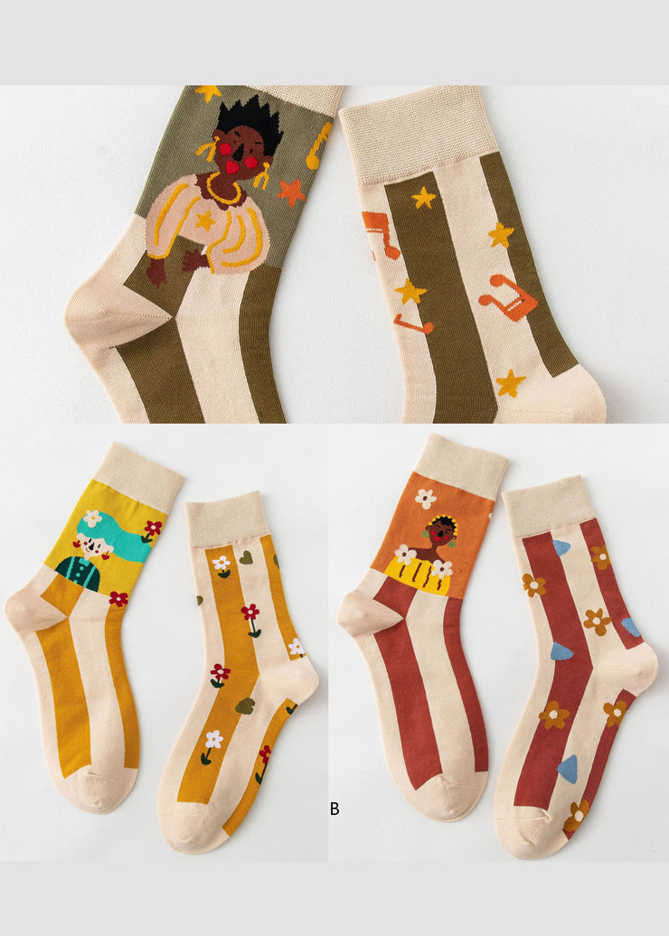 Schöne karierte Jacquard-Crew-Socken aus Baumwolle