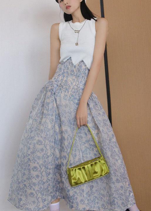 Beautiful Print Ruffles Summer High Waist Skirts - SooLinen