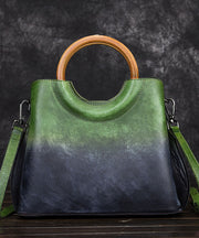 Beautiful Purple Gradient Color Calf Leather Tote Handbag
