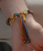 Beautiful Rainbow Alloy Floral Tassel Chain Bracelet