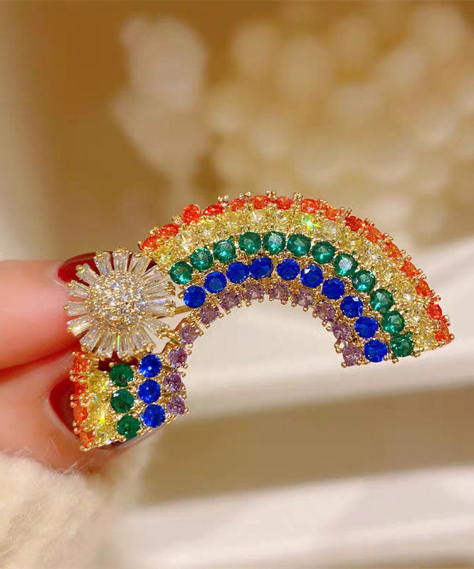 Beautiful Rainbow Zircon Crystal Floral Rainbow Brooches