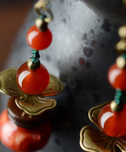 Wunderschöne rote Keramik-Ohrringe aus Kupfer im Originaldesign