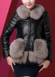 Beautiful Red Fox Collar Patchwork Duck Down Down Sheepskin Coat Winter