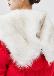 Beautiful Red Fur Collar Fine Cotton Filled Short Parkaer Winter