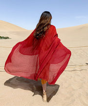 Beautiful Red Oversized Solid Linen Beach Scarf
